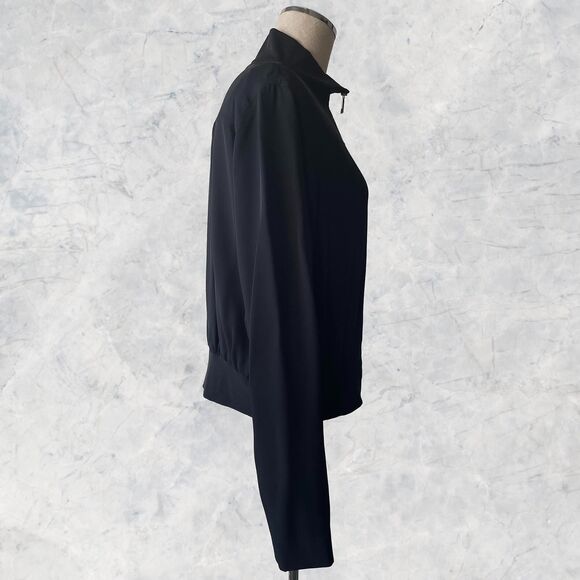 Lafayette 148 New York Silk Jacket Women’s Size Small Black Zip Front Minimalist - Picture 5 of 9
